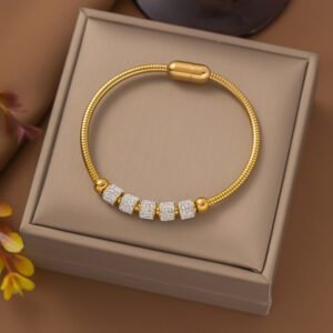 Thick Crystal Studded Bangle Shaped Bracelet / Anklet