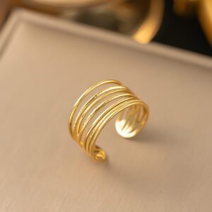 Multi Layered Gold Plated Adjustable RIng