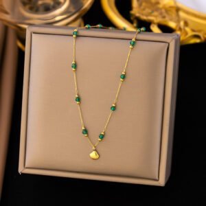 Elegant Green Crystal Studded Necklace