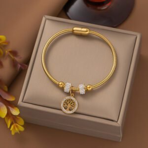 Thick Crystal Studded Bangle Shaped Bracelet / Anklet