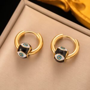 Retro Black Eye Bead Waterproof Earrings