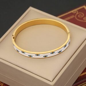 Premium Gold Plated Evil Eye Adjustable Bangle