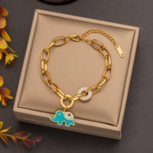 Cute Elephant With Heavy Chain Gold Plated Bracelet / Anklet