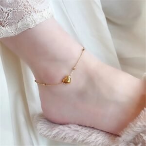 Minimal Heart Shaped Gold Plated Bracelet / Anklet