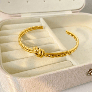 Twisted Knot Gold Plated Cuff Bangle