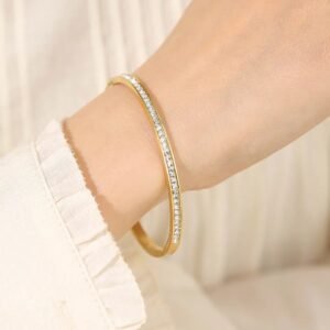 Gold Plated Crystal Studded Adjustable Bangle