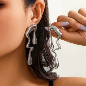 Stainless Steel Melted Metal Earrings