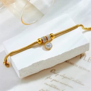 Thick Crystal Studded Bangle Shaped Bracelet / Anklet