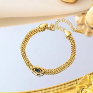 Vintage Eye Shaped Gold Plated Bracelet / Anklet