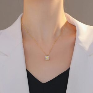 Square Shaped Heart Framed Necklace