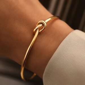 Knot Shaped Gold Plated Bangle