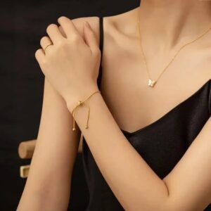 Minimal Elegant Adjustable Gold Plated Bracelet / Anklet