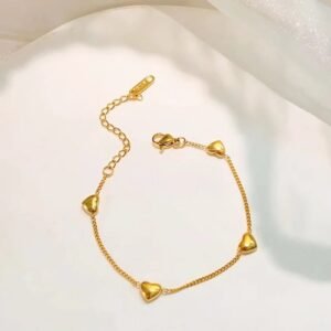 Minimal Heart Charm Gold Plated Bracelet / Anklet