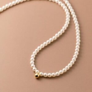 Gold Plated Minimal Pearl Necklace