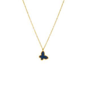 Cute Butterfly Gold Plated Necklace – Black