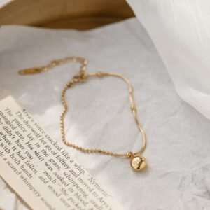 Minimal Drop Disk Gold Plated Anklet