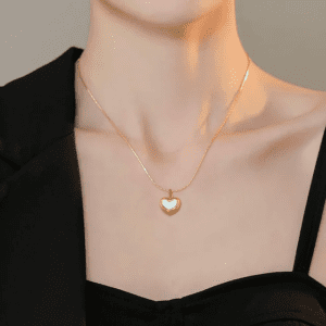 White Heart Gold Plated Necklace