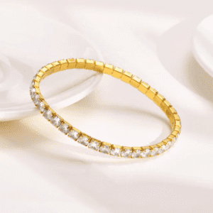 Premium Elastic Band Crystal Studded Gold Plated Bracelet