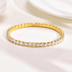 Premium Elastic Band Crystal Studded Gold Plated Bracelet