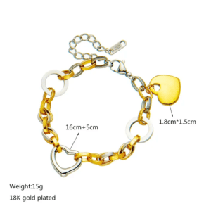 Futuristic Stainless Steel Gold Plated Multi Charm Bracelet