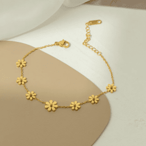 7 Dasies Gold Plated Beautiful Anklet