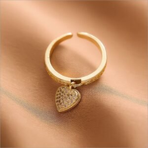 The Hanging Heart Gold Plated Adjustable Ring