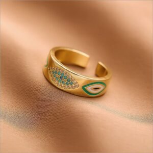 Chunky Evil Eye Gold Plated Adjustable Ring