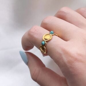 Waterproof Turquoise Bubble Adjustable Ring