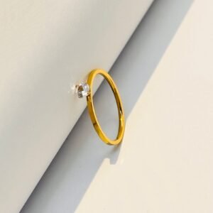 Gold Plated Minimal Single Crystal Ring (Size 7) (1.7cm)