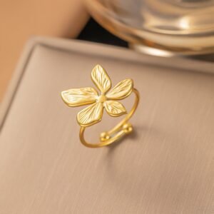 Gold Plated Elegant Flower Adjustable Ring