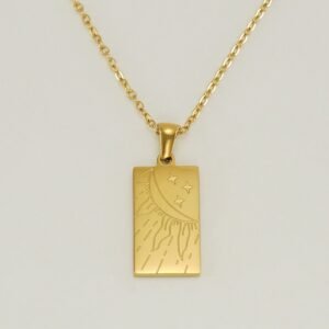 Signet Tarot Sun Gold Plated Elegant Necklace