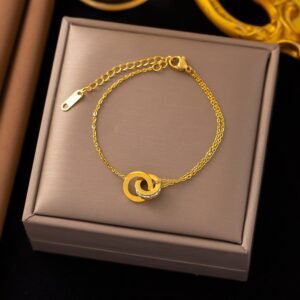 Minimal Tangled Rings Gold Plated Bracelet / Anklet