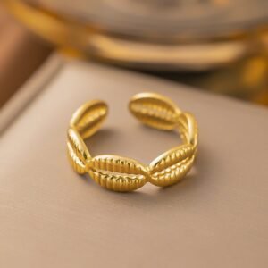 Cofee Beans Gold Plated Adjustable Ring